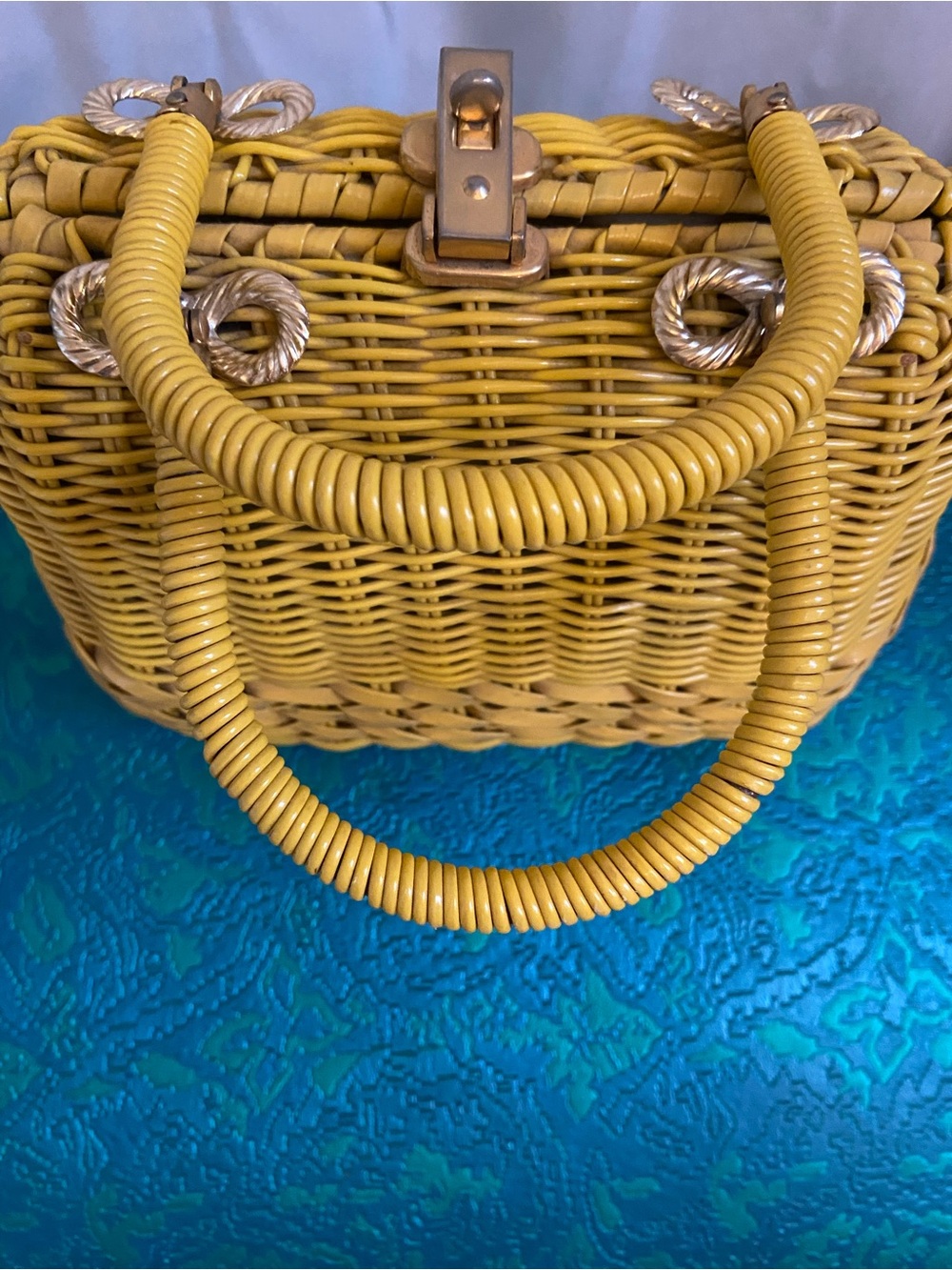 Handwoven Yellow Mini Top-Handle Bag - Picture 2 of 8
